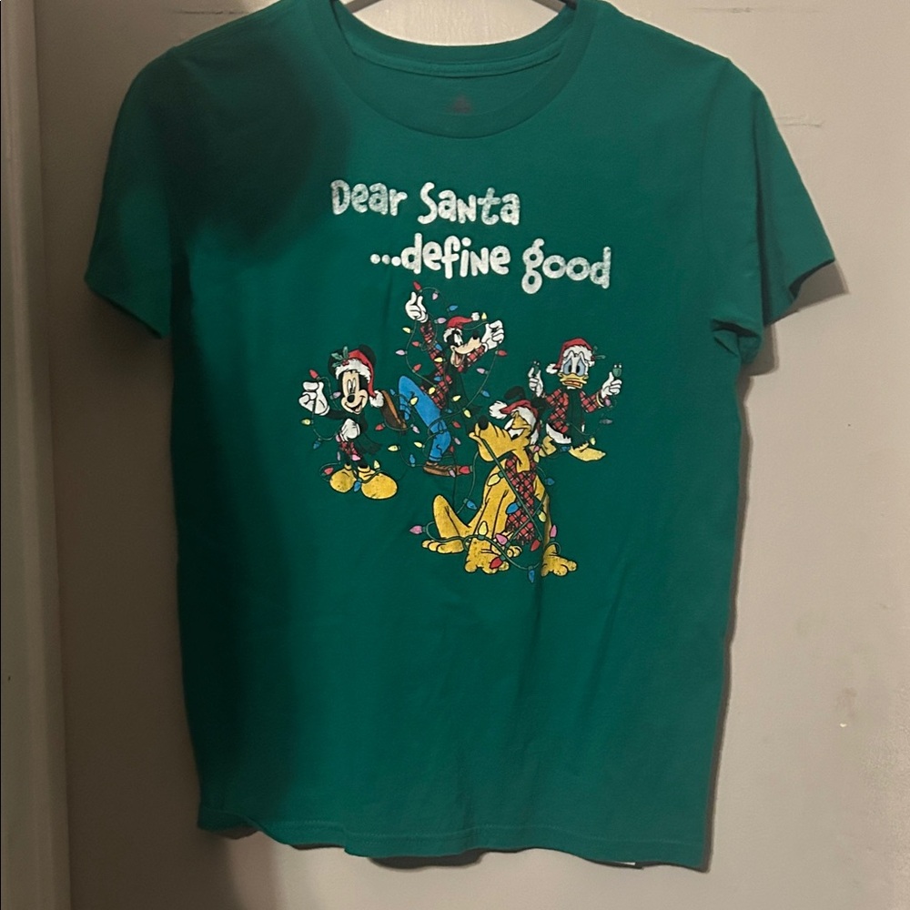 Disney Green Character Holiday T-Shirt Kids size L10/12 (pre owned)